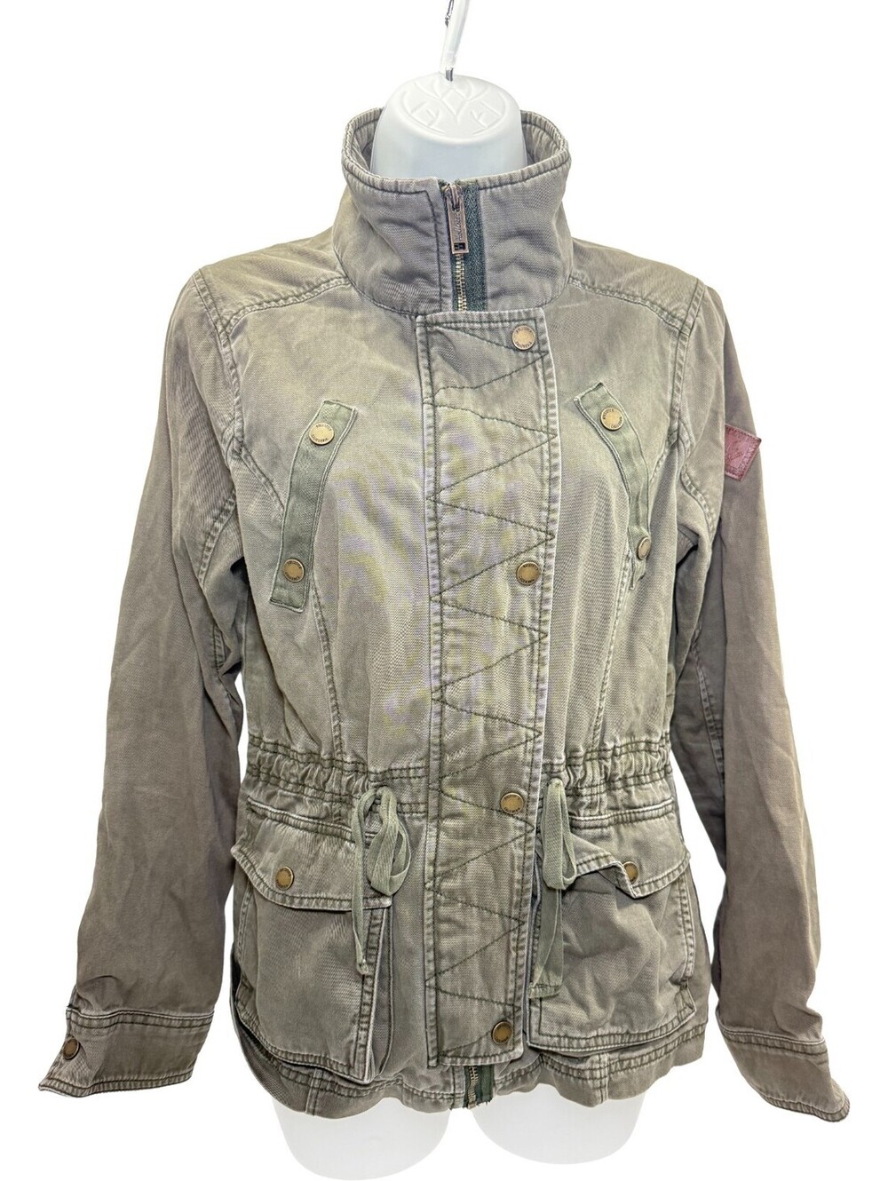 Vintage Y2K Hollister Army Green Coat Womens Medium Military Utility Jacket